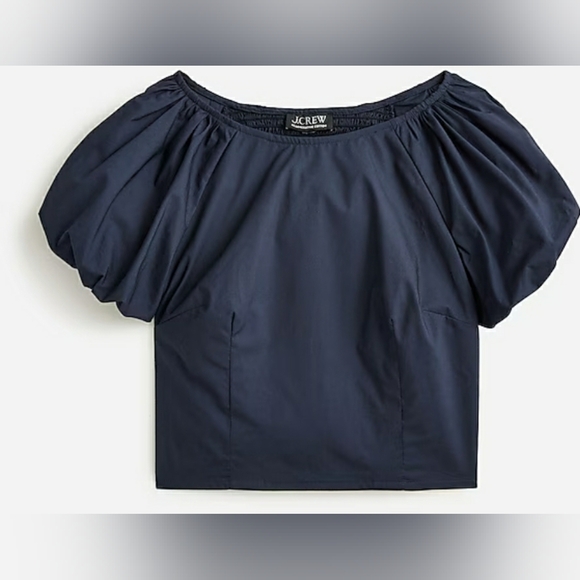 Nwt J. Crew Fitted Puff-sleeve Top Blue - Picture 3 of 9